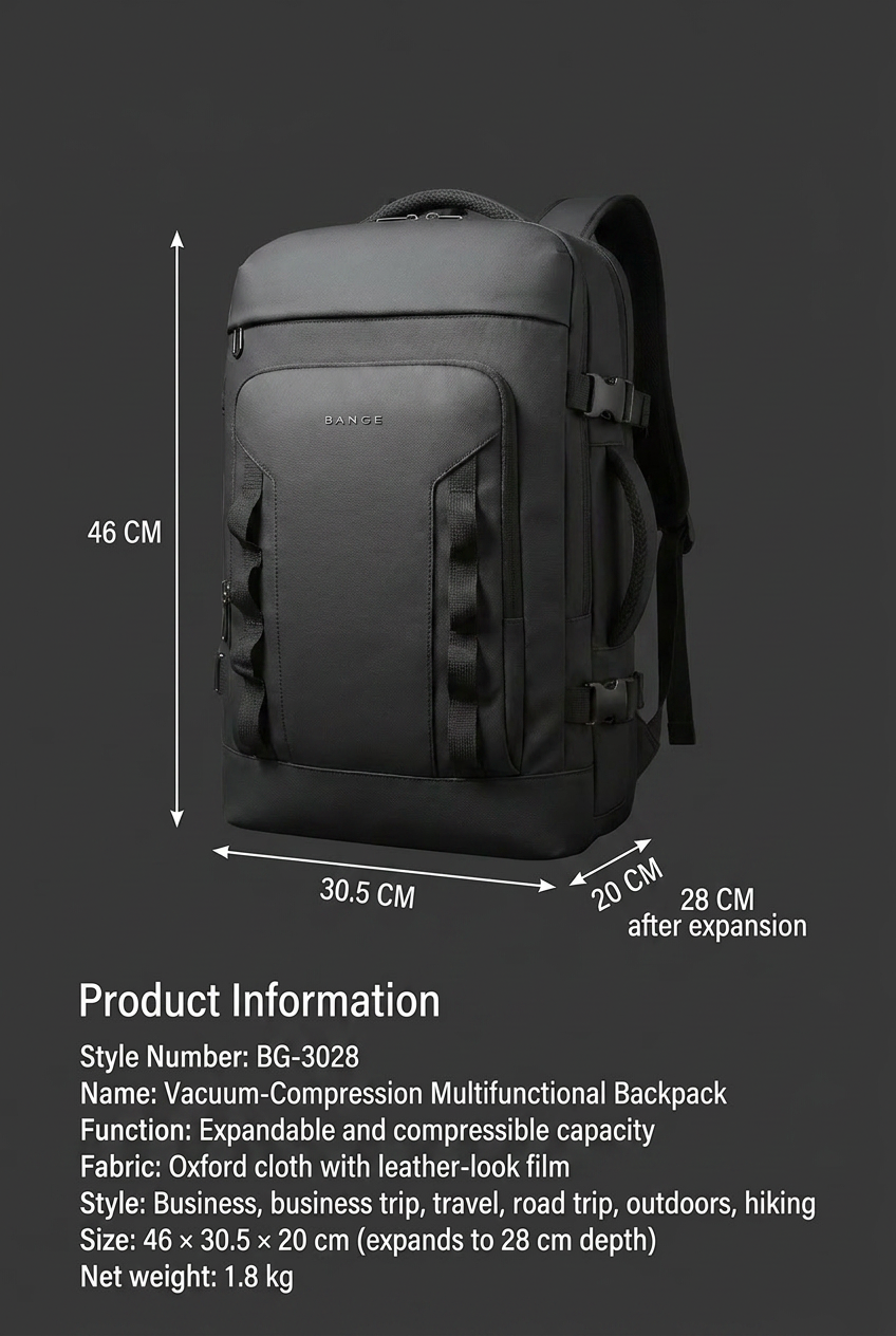 Traverse - Vacuum Compression Travel Backpack