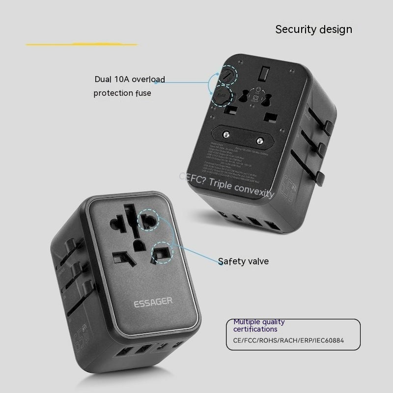 PulseCharge - 65W Universal Travel Plug Converter Charger And Charger