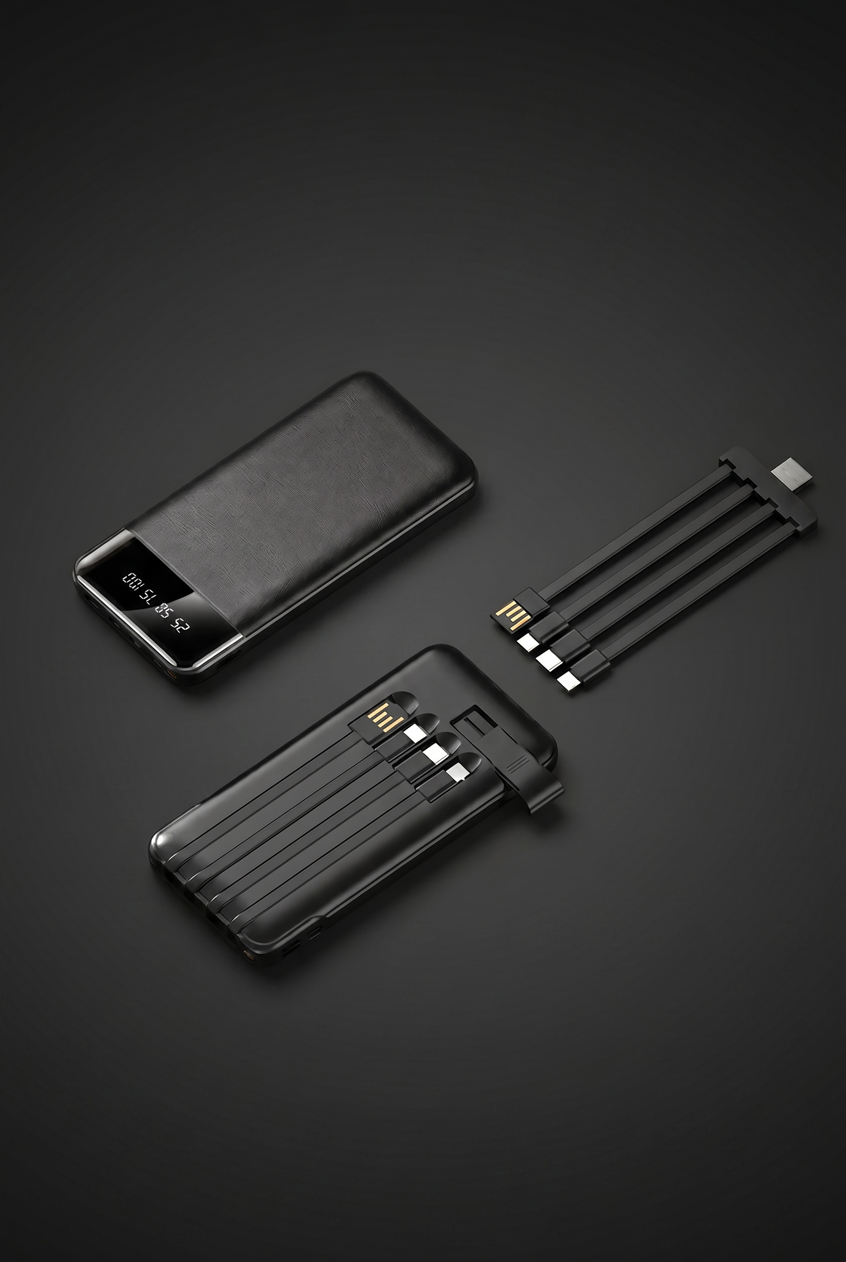 Dünne Powerbank mit mehreren Adaptern und hoher Kapazität