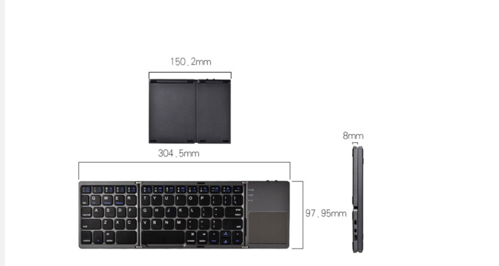 Portable Foldable Keyboard and Touch Pad