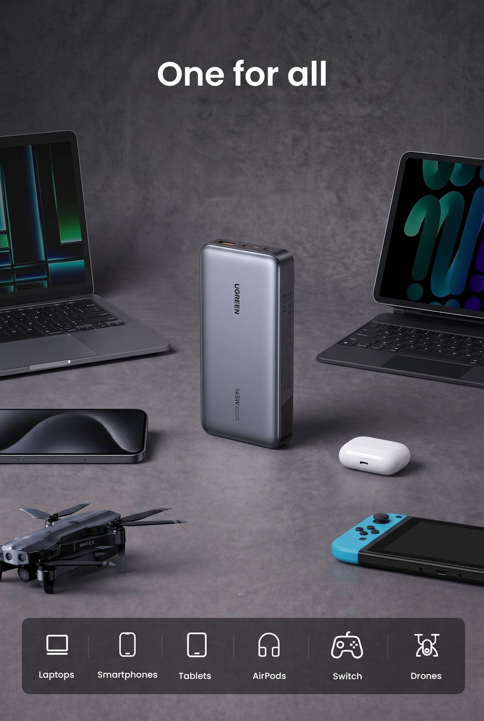 Laptop-Powerbank – ultraschnelles, intelligentes Ladegerät 145 W, 25000 mAh 