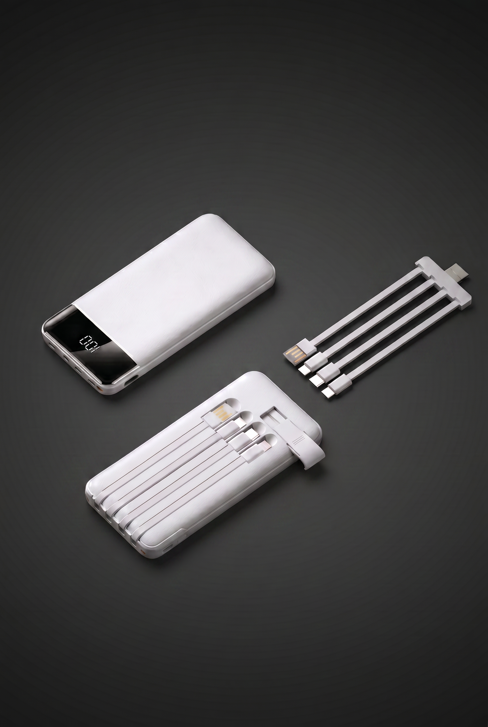 Dünne Powerbank mit mehreren Adaptern und hoher Kapazität 