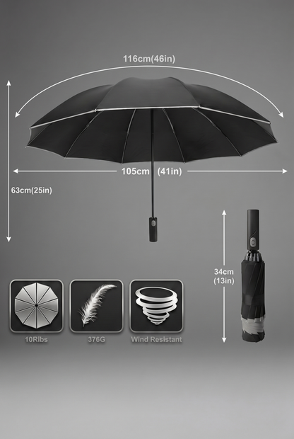 Automatic Reflective Strip Reverse Umbrella